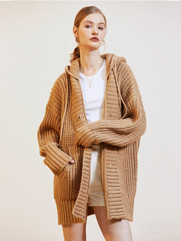 Heavy Thick Waxy Hooded Knitted Jacket Women's Attractive Classic Sweater 2024 New Belted Jacket Elasticated Jacket Padded Jacket Heavy Thick Waxy Hooded Knitted Jacket Women's Attractive Classic Sweater 2024 New Belted Jacket Elasticated Jacket Padded Jacket