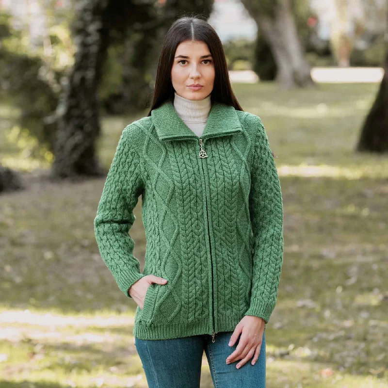 Women's Aran Knit Cable Bomber Jacket, Green One-Shoulder Jacket Off-the-Shoulder Jacket Asymmetrical Jacket Women's Aran Knit Cable Bomber Jacket, Green One-Shoulder Jacket Off-the-Shoulder Jacket Asymmetrical Jacket