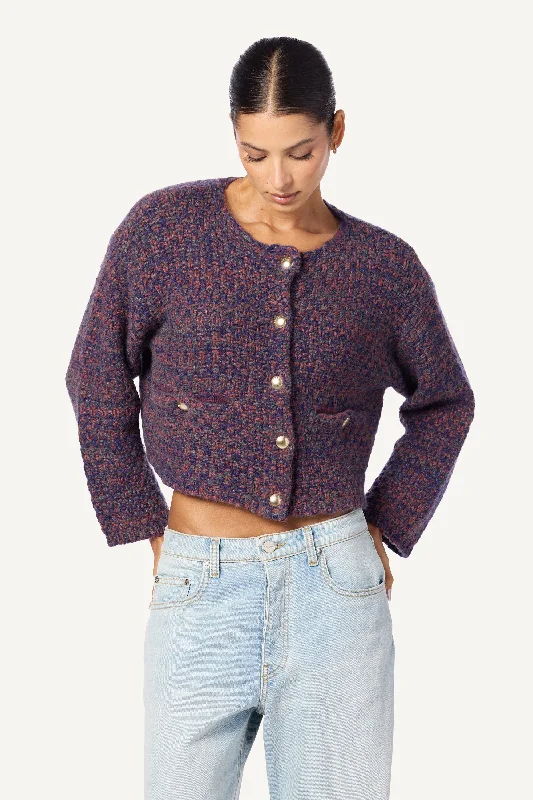 CHARLENE CASHMERE CROPPED WELT POCKET JACKET | CIMARRON MULTI Stand-Up Collar Roll-Neck Collar Turtle Neck CHARLENE CASHMERE CROPPED WELT POCKET JACKET | CIMARRON MULTI Stand-Up Collar Roll-Neck Collar Turtle Neck