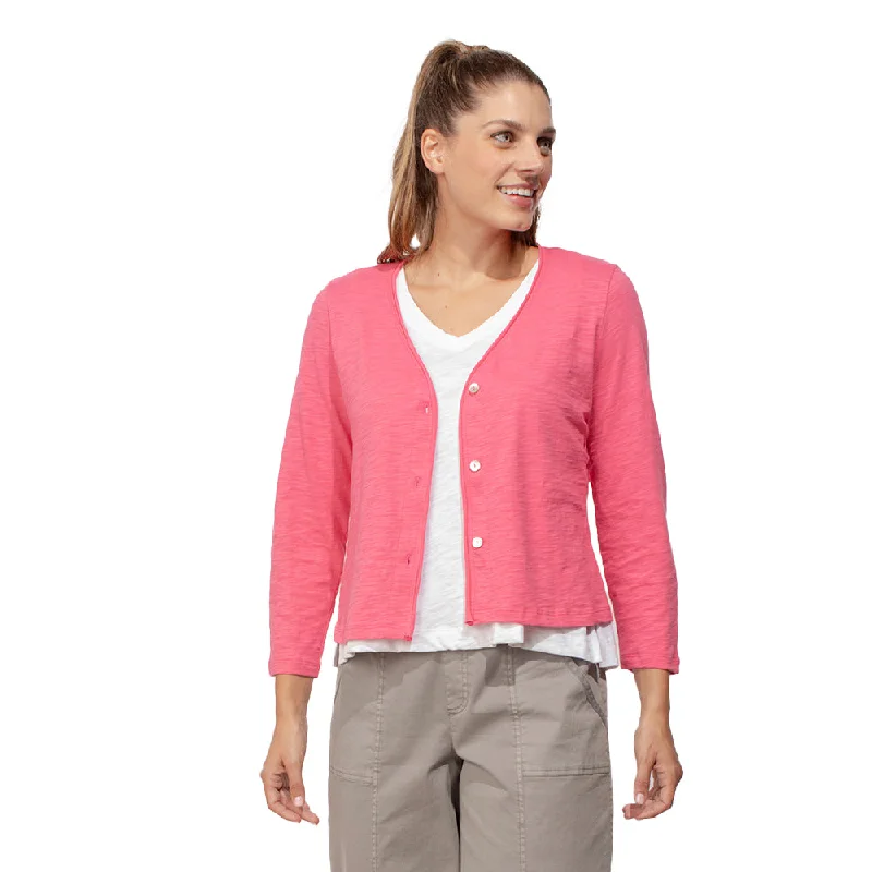 Escape by Habitat Easy 3-Button Jacket in Watermelon - 10060-WM Cardigan Sweater Pullover Escape by Habitat Easy 3-Button Jacket in Watermelon - 10060-WM Cardigan Sweater Pullover