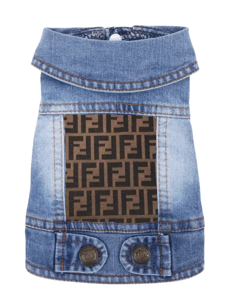 F Inspired Denim Dog Jacket with Matching Human Jacket Fleece Fabric Down Fabric Feather Fabric