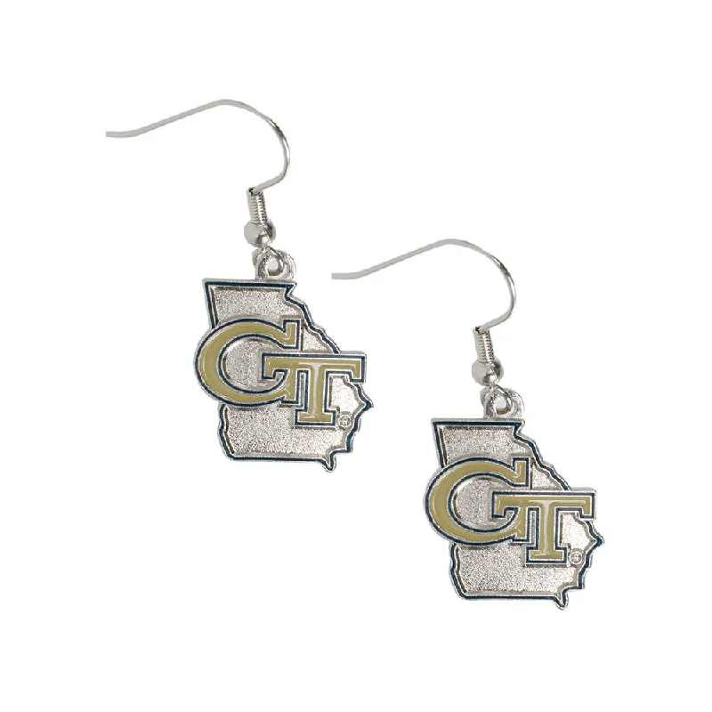 Georgia Tech Yellow Jackets State Outline Earrings Denim Fabric Leather Fabric Suede Fabric Georgia Tech Yellow Jackets State Outline Earrings Denim Fabric Leather Fabric Suede Fabric