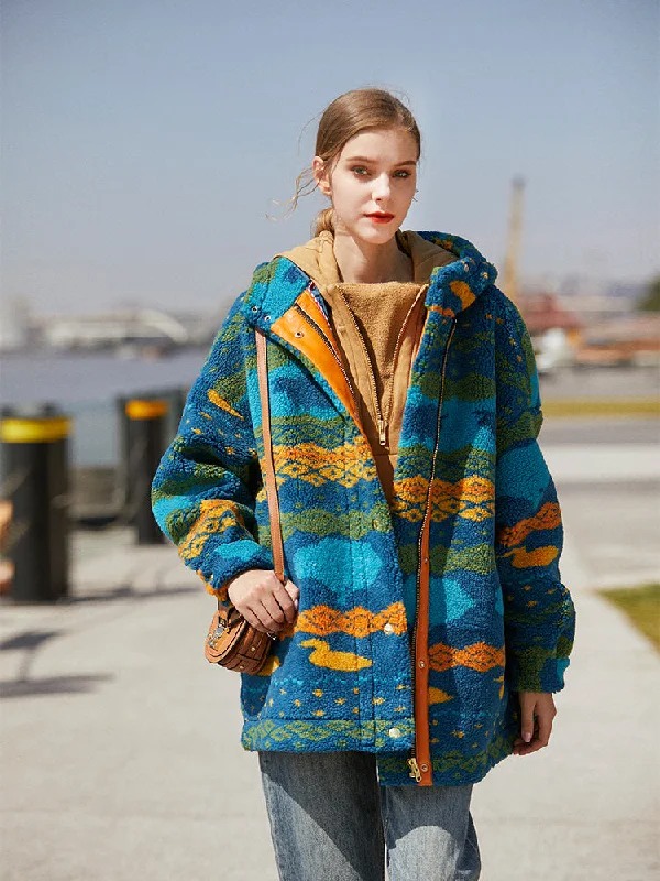 Heavyweight thickened flocking silhouette coat women's personalized warm jacket Elasticated Jacket Padded Jacket Insulated Jacket Heavyweight thickened flocking silhouette coat women's personalized warm jacket Elasticated Jacket Padded Jacket Insulated Jacket