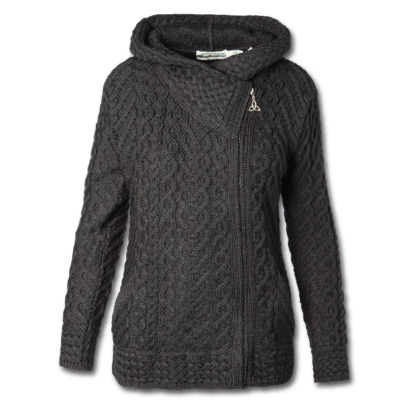 Kilkenny Hooded Irish Aran knit Jacket Black Notch Collar Jacket Peter Pan Collar Jacket Cowl Neck Jacket Kilkenny Hooded Irish Aran knit Jacket Black Notch Collar Jacket Peter Pan Collar Jacket Cowl Neck Jacket