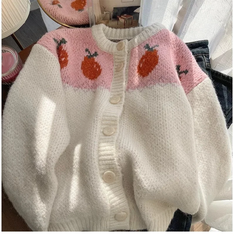 Jacquard round neck sweater jacket for women knitted cardigan S4918 Zippered Jacket Buttoned Jacket Snapped Jacket Jacquard round neck sweater jacket for women knitted cardigan S4918 Zippered Jacket Buttoned Jacket Snapped Jacket