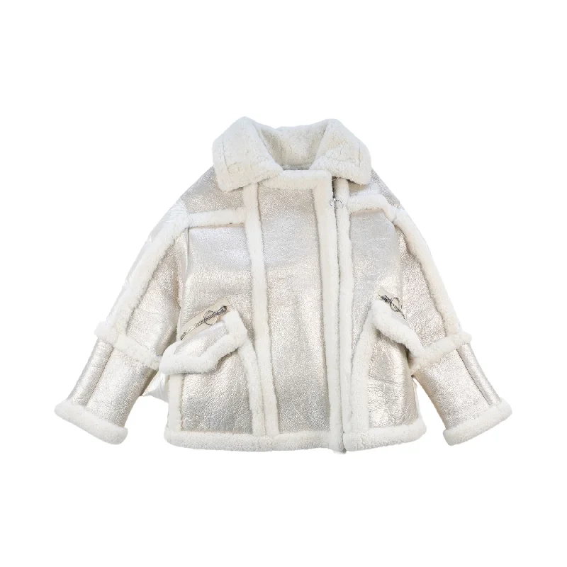 Nicole Benisti 'Montaigne' Aviator Jacket - Women's S Zip Front Button Front Snap Front