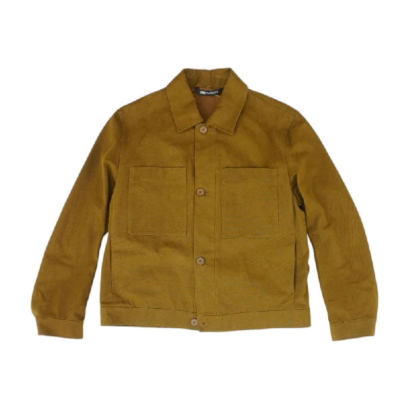 Olive Solid Lightweight Jacket A-Line Jacket Boat Neck Shawl Collar