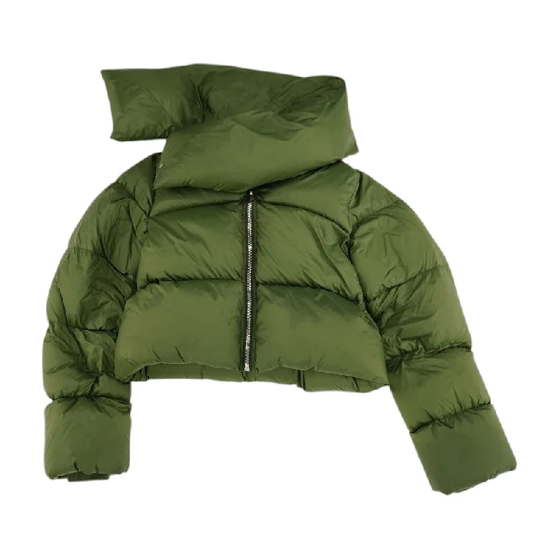 Porterville Funnel Neck Down Jacket in Green Knit Fabric Woven Fabric Fleece Fabric Porterville Funnel Neck Down Jacket in Green Knit Fabric Woven Fabric Fleece Fabric
