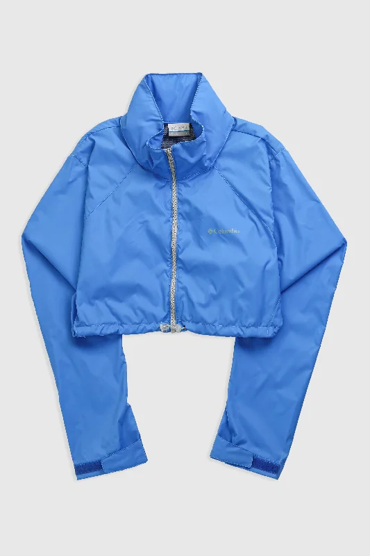 Rework Columbia Crop Windbreaker Jacket - XL Stand-Up Collar Roll-Neck Collar Turtle Neck