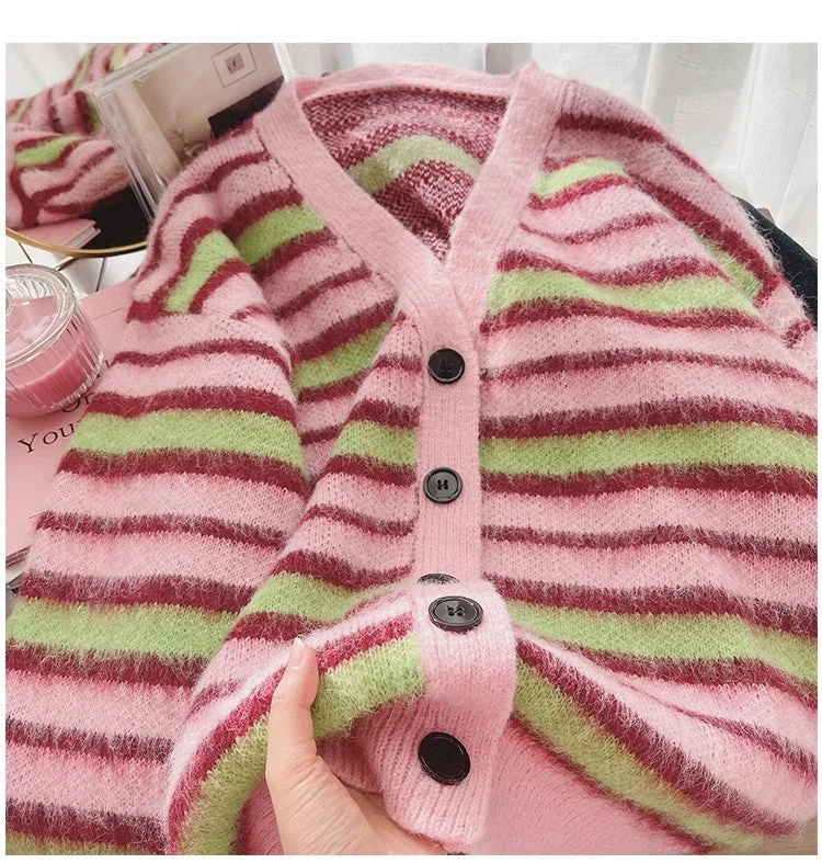 striped long-sleeved sweater jacket for women new soft knitted cardigan S4919 Trench Coat Raincoat Waterproof Jacket striped long-sleeved sweater jacket for women new soft knitted cardigan S4919 Trench Coat Raincoat Waterproof Jacket