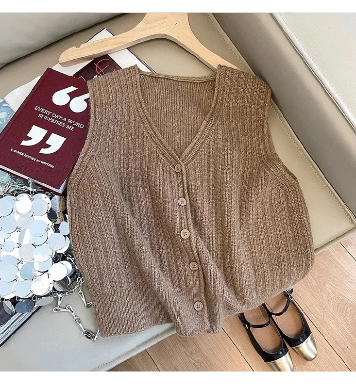 V-neck knitted vest women's new sweater vest jacket S5021 Wool Jacket Cashmere Jacket Tweed Jacket V-neck knitted vest women's new sweater vest jacket S5021 Wool Jacket Cashmere Jacket Tweed Jacket