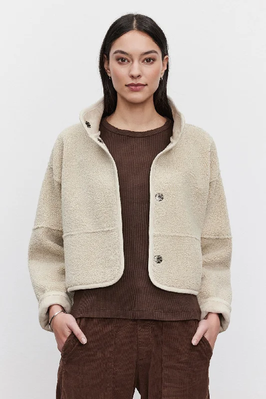 Velvet by Graham & Spencer Kelly 06 Luxe Sherpa Reversible Jacket | Ecru Satin Jacket Silk Jacket Chiffon Jacket Velvet by Graham & Spencer Kelly 06 Luxe Sherpa Reversible Jacket | Ecru Satin Jacket Silk Jacket Chiffon Jacket