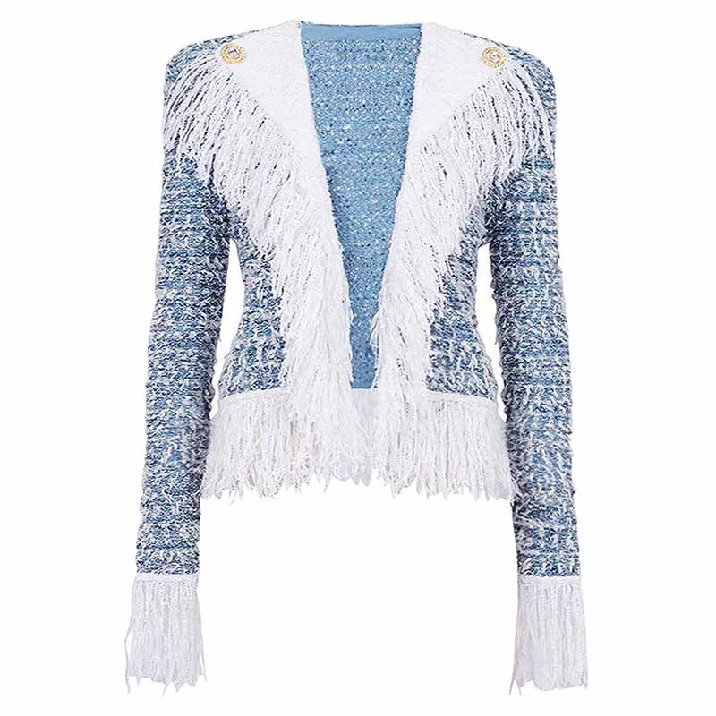 Women Tweed Jacket With Fringe Cardigan Jacket Chenille Fabric Brocade Fabric Lace Fabric Women Tweed Jacket With Fringe Cardigan Jacket Chenille Fabric Brocade Fabric Lace Fabric