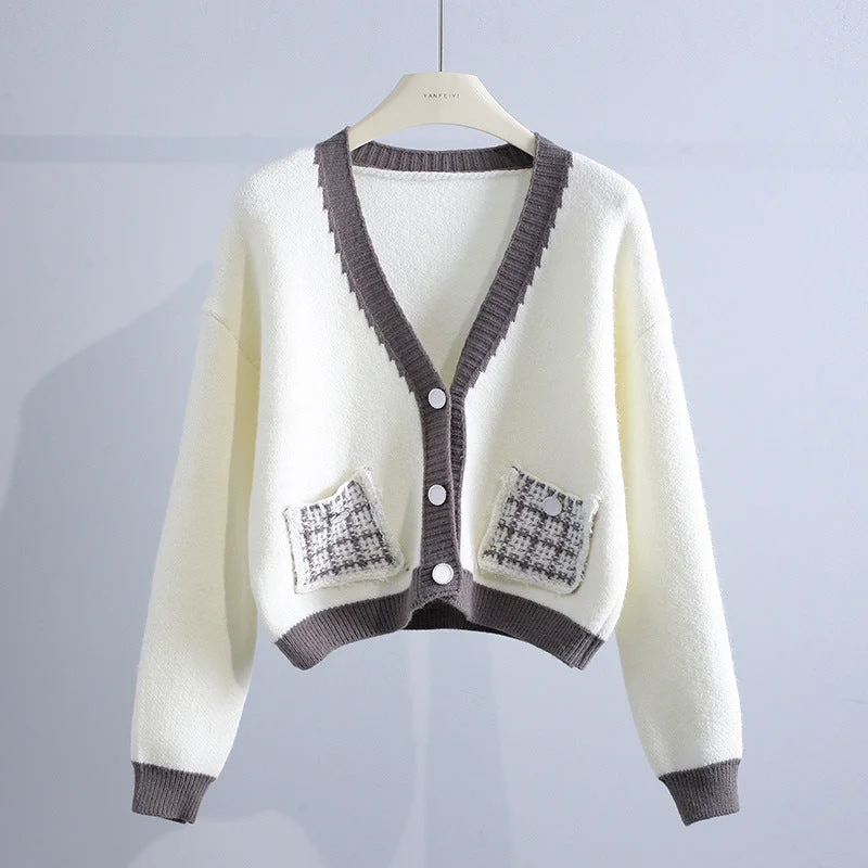 Trendy Women's Loose Knit Sweater Jacket – Fashionable Acrylic Layer Welt Pockets Slit Pockets Flap Pockets Trendy Women's Loose Knit Sweater Jacket – Fashionable Acrylic Layer Welt Pockets Slit Pockets Flap Pockets