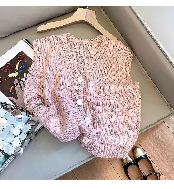 Women's knitted vest new style jacket top S5029 Denim Jacket Leather Jacket Suede Jacket Women's knitted vest new style jacket top S5029 Denim Jacket Leather Jacket Suede Jacket