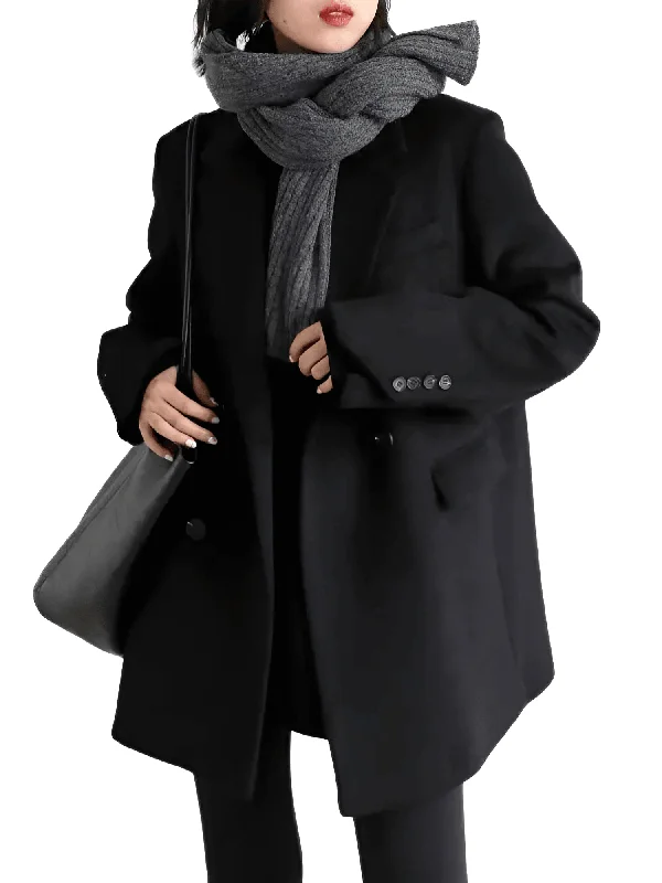 Women's Wool Blend Coat Mid-Long Woolen Jacket Thick Warm Women's Overcoat Office Lady Snapped Jacket Toggled Jacket Drawstring Jacket Women's Wool Blend Coat Mid-Long Woolen Jacket Thick Warm Women's Overcoat Office Lady Snapped Jacket Toggled Jacket Drawstring Jacket