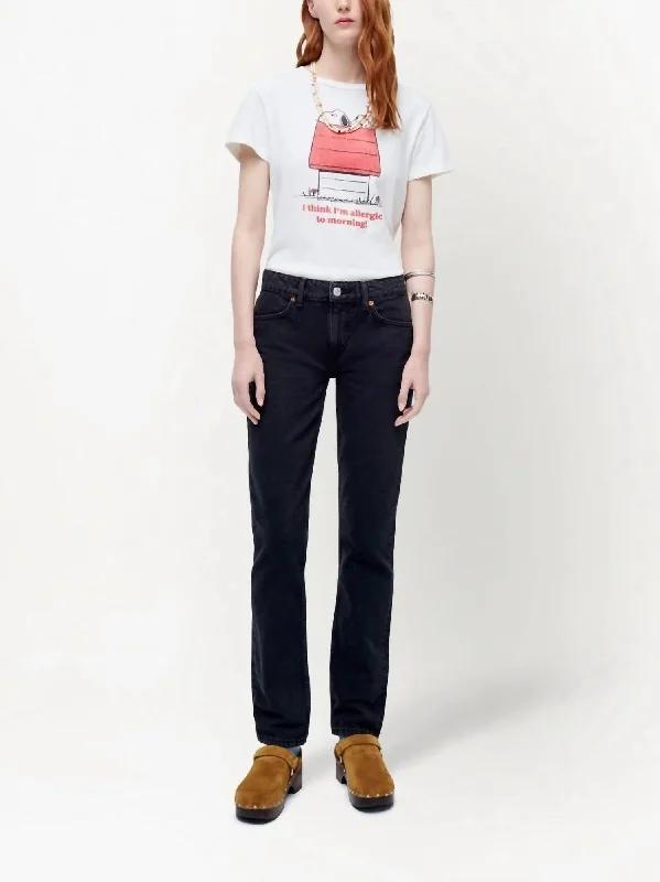 70S Low-Rise Straight-Leg Jeans In Black Fashionable Button-Front Jeans