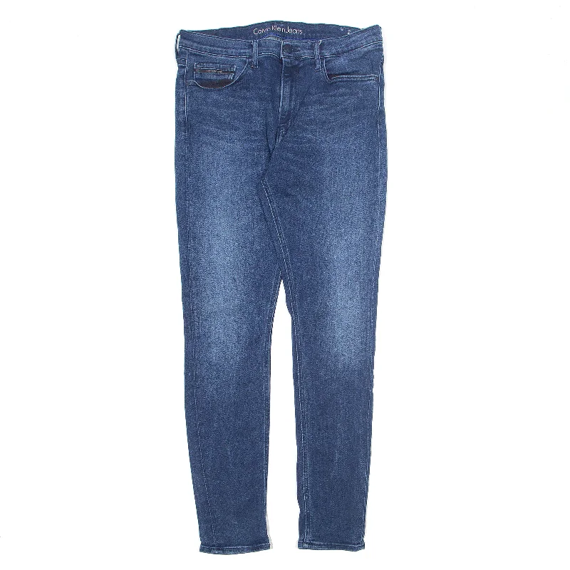 CALVIN KLEIN Jeans Blue Denim Regular Skinny Stone Wash Womens W32 L29 Fashionable Cropped Denim Jeans CALVIN KLEIN Jeans Blue Denim Regular Skinny Stone Wash Womens W32 L29 Fashionable Cropped Denim Jeans