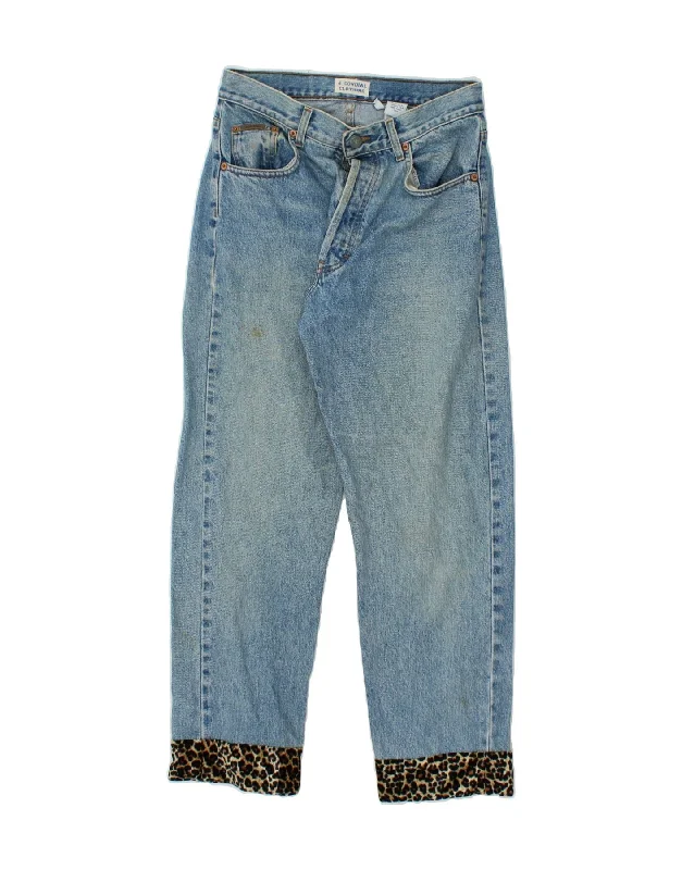 CALVIN KLEIN Womens Straight Jeans US 6 Medium W28 L28 Blue Animal Print Fashionable Straight Cut Jeans CALVIN KLEIN Womens Straight Jeans US 6 Medium W28 L28 Blue Animal Print Fashionable Straight Cut Jeans