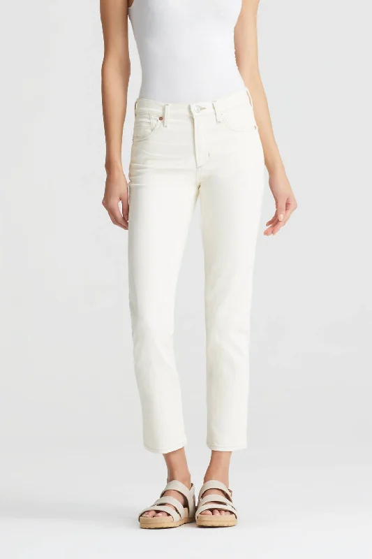 Cara High Rise Cigarette Ankle Jean In Light Cream Fashionable Slouchy Fit Jeans