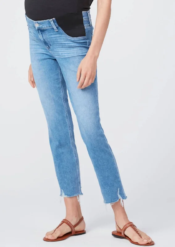 Cindy-Mel Maternity Destroyed Hem Jean In Medium Wash Trendy Bootcut High-Waisted Jeans Cindy-Mel Maternity Destroyed Hem Jean In Medium Wash Trendy Bootcut High-Waisted Jeans
