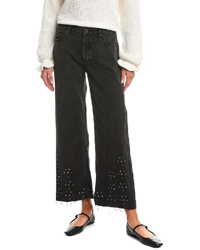 HUDSON Jeans Rosalie Black Glitter Wide Leg Jean Comfortable Full-Length Denim Jeans HUDSON Jeans Rosalie Black Glitter Wide Leg Jean Comfortable Full-Length Denim Jeans