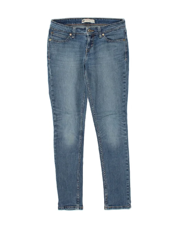LEVI'S Womens Demi Curve Low Waist Skinny Jeans W28 L30 Blue Cotton Fashionable Raw Hemmed Jeans LEVI'S Womens Demi Curve Low Waist Skinny Jeans W28 L30 Blue Cotton Fashionable Raw Hemmed Jeans