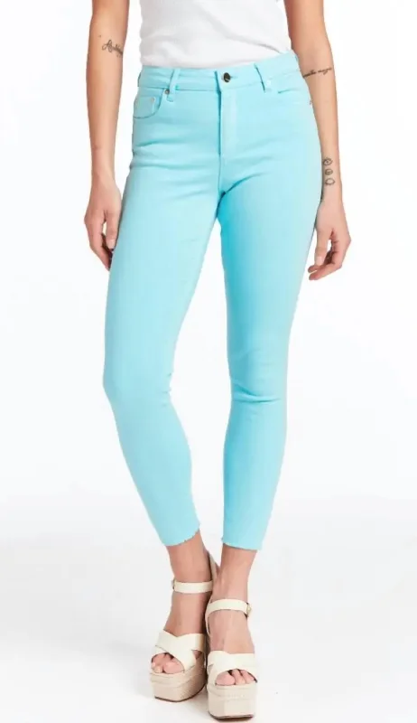 Mona High Waist Skinny Crop Jean In Angle Blue Casual High-Waisted Bootcut Jeans