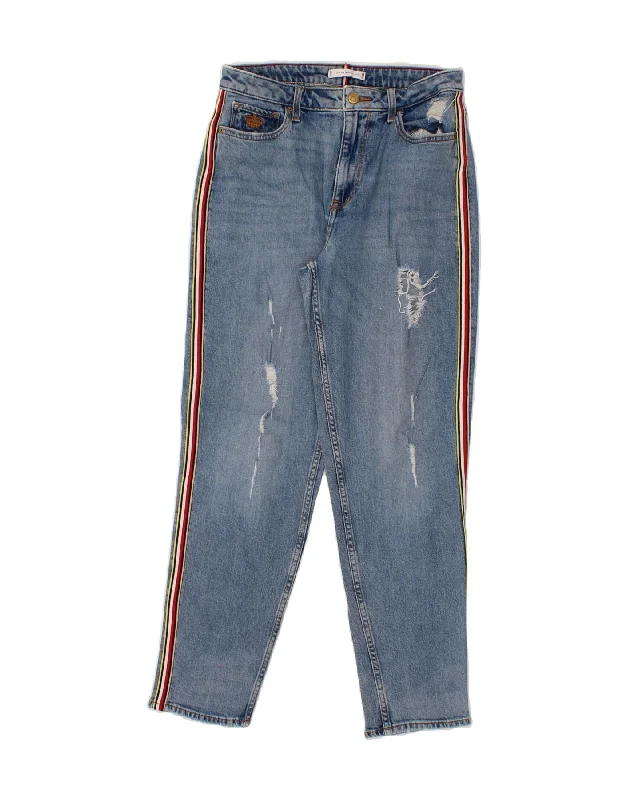 TOMMY HILFIGER Womens Distressed Tapered Jeans W30 L30 Blue Cotton Trendy Cut-Off Denim Shorts TOMMY HILFIGER Womens Distressed Tapered Jeans W30 L30 Blue Cotton Trendy Cut-Off Denim Shorts