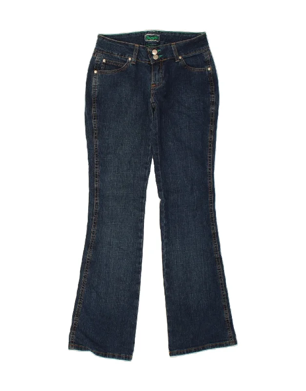 WRANGLER Womens Bootcut Jeans W26 L32 Blue Fashionable Raw Edge Jeans