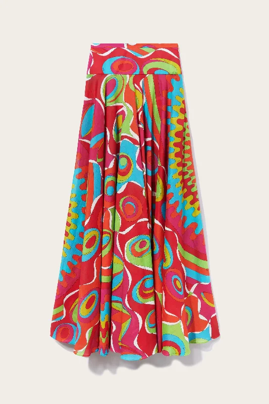 Bersaglio-Print Cotton Long Skirt linen skirt light