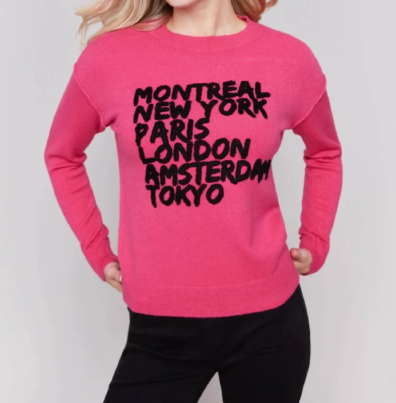 City Girl Swanky Sweater In Magenta Oversized Loose Flowy