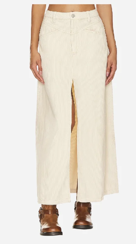 Free People Come As You Are Cord Maxi Skirt in Beechwood linen skirt natural