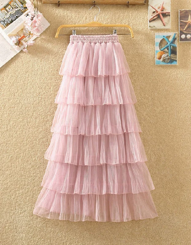 Cute A line tulle skirt  3501 denim skirt casual