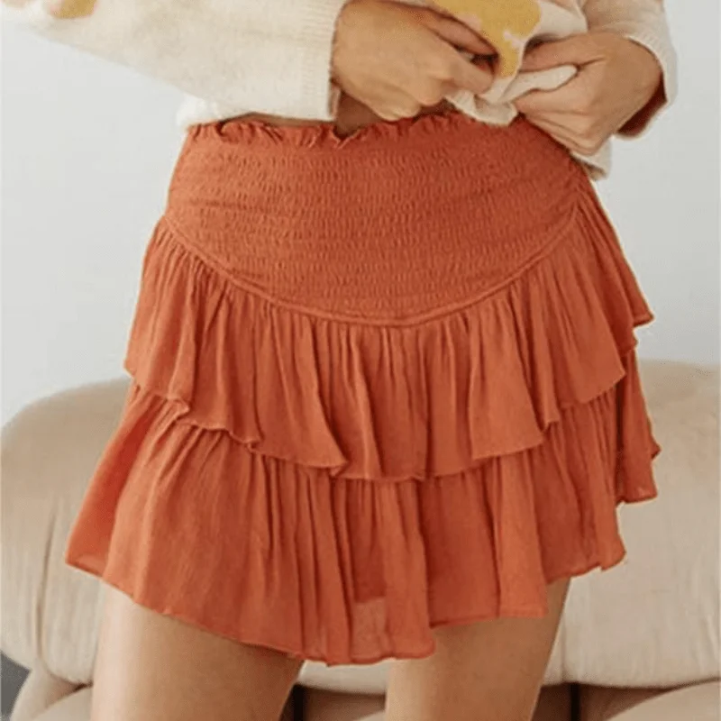 Delilah Ruffle Mini Skirt cotton skirt soft