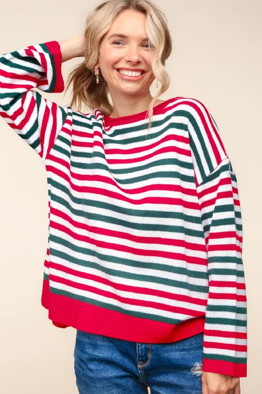 MULTI COLOR STRIPE OVERSIZED SWEATER KNIT TOP Lace Blend Ribbed Blend Corduroy Blend MULTI COLOR STRIPE OVERSIZED SWEATER KNIT TOP Lace Blend Ribbed Blend Corduroy Blend