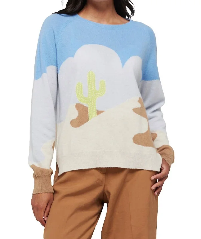 Wild West Crew Sweater In Antique White Welt Pockets Slit Pockets Flap Pockets